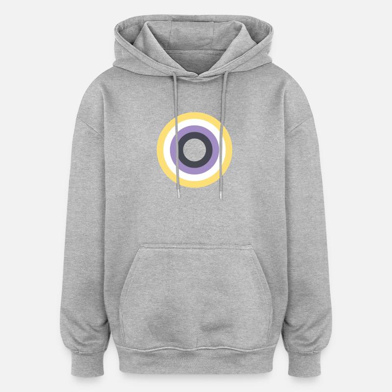 Concentric Ring Palette LGBTQ Non Binary - Oversized Unisex Hoodie - heather grey