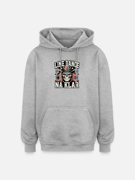 Line Dance Na Klar Skull - Oversized Unisex Hoodie - Grau meliert