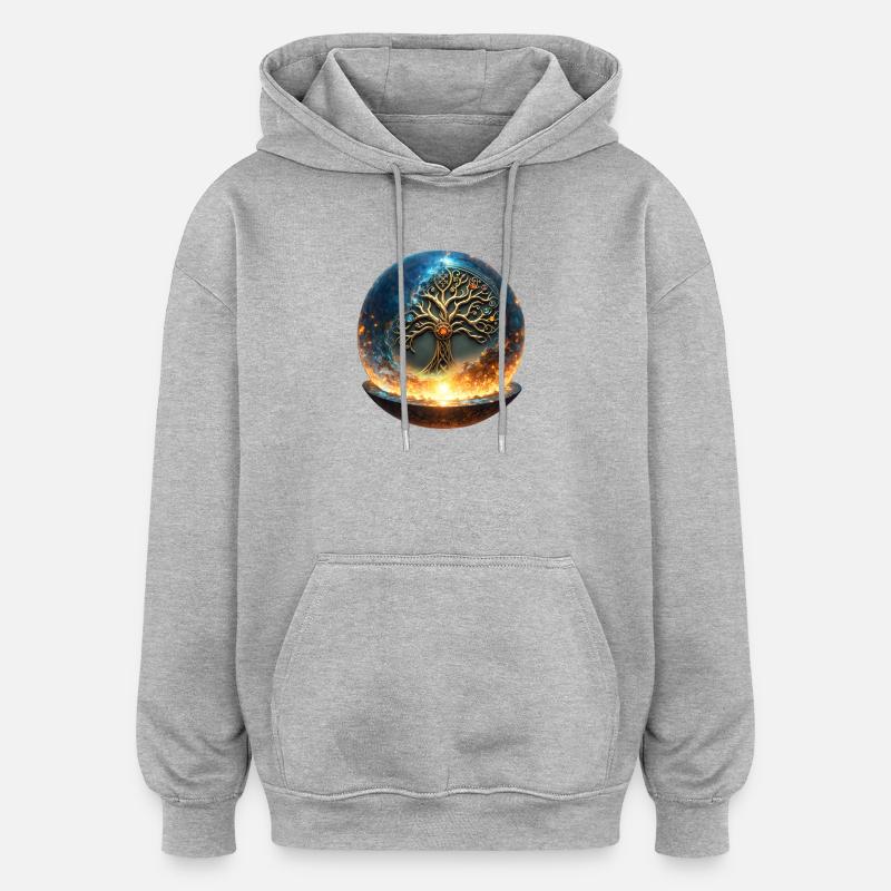 Baum des Lebens im Ballon - Oversized Unisex Hoodie - Grau meliert