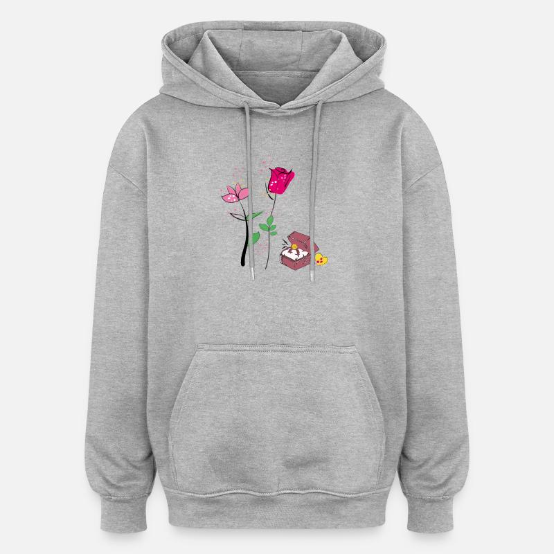 Valentine - Sweat à capuche oversize unisexe - gris chiné