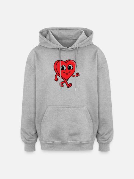 Walking Heart - Oversized Unisex Hoodie - heather grey