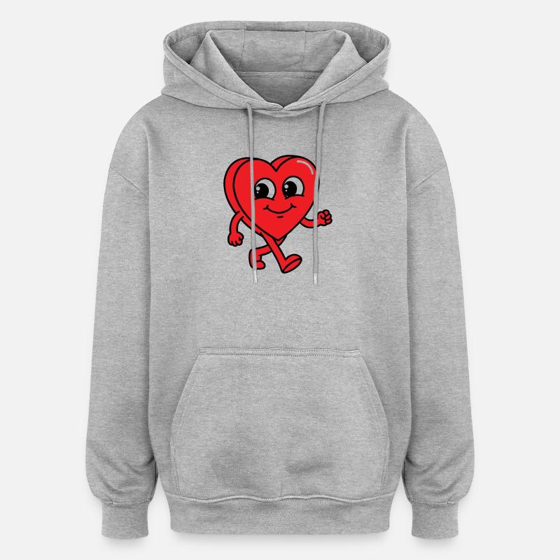 Gehendes Herz - Oversized Unisex Hoodie - Grau meliert