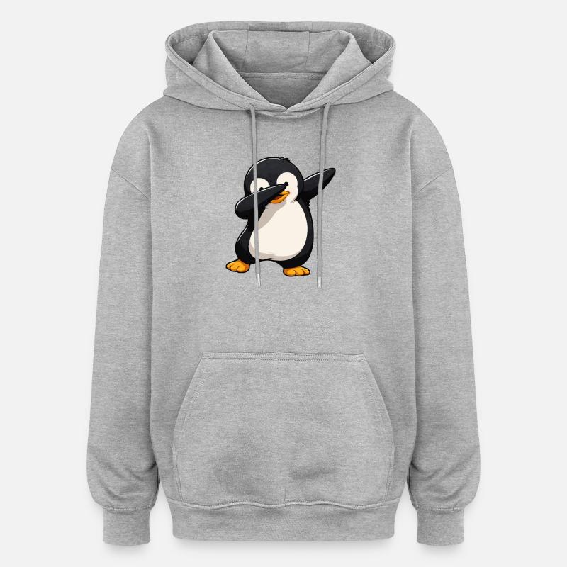 Dab Penguin Comic - Oversized Unisex Hoodie - heather grey