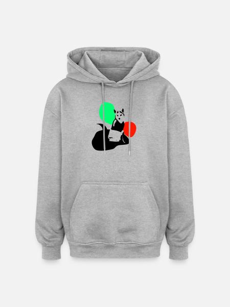 Renard - Sweat à capuche oversize unisexe - gris chiné
