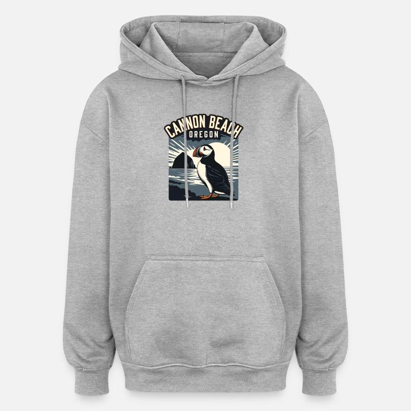 Cannon Beach, Oregon - Sweat à capuche oversize unisexe - gris chiné