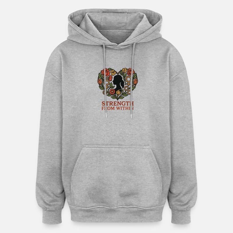 Strength From Inside Blossom Heart - Oversized Unisex Hoodie - heather grey