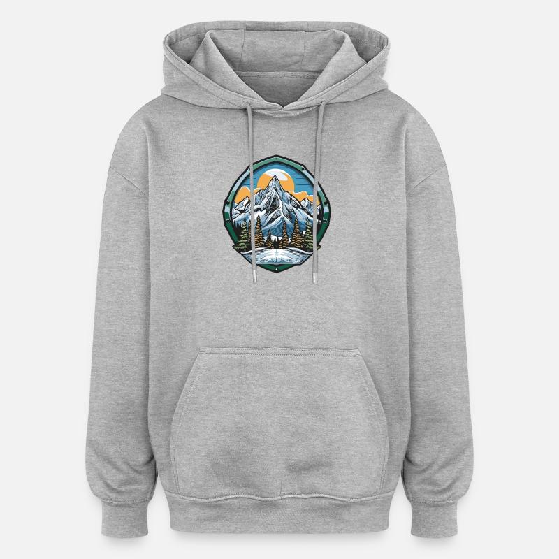 Monts de Berge - Sweat à capuche oversize unisexe - gris chiné