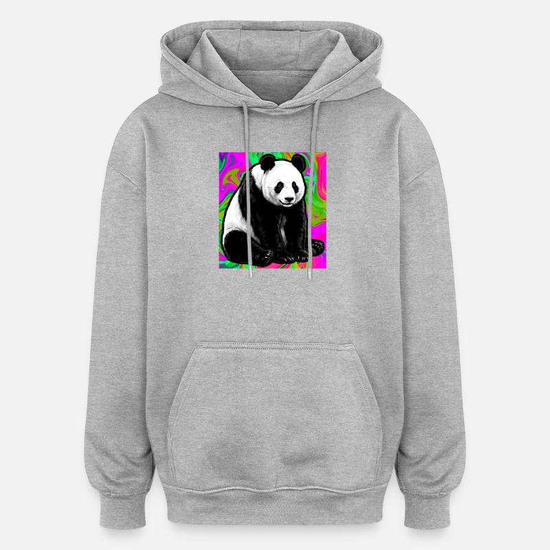 panda - Sweat à capuche oversize unisexe - gris chiné