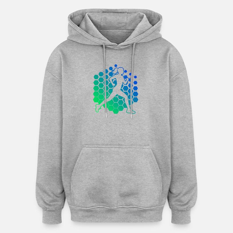 Geschenkidee für eine Running mit Running - Oversized Unisex Hoodie - Grau meliert
