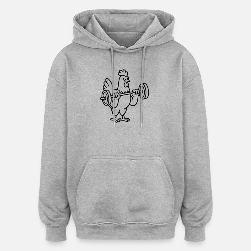 Haltérophilie - Sweat à capuche oversize unisexe - gris chiné