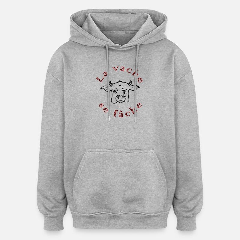 Die Kuh wird wütend schwarz - Oversized Unisex Hoodie - Grau meliert