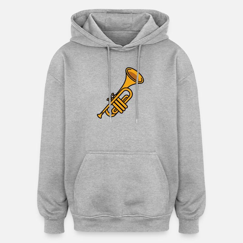 Trompette - Sweat à capuche oversize unisexe - gris chiné