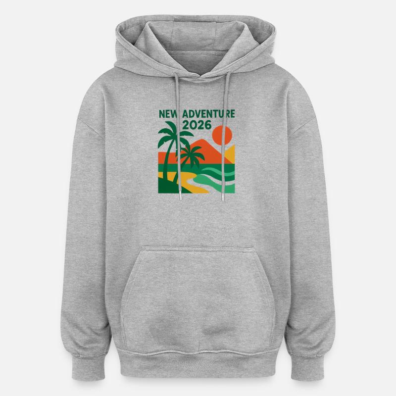 Nouvelle Aventure 2026 - Sweat à capuche oversize unisexe - gris chiné