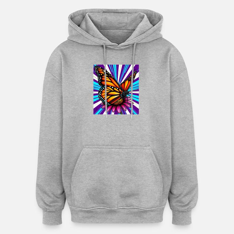 papillon - Sweat à capuche oversize unisexe - gris chiné