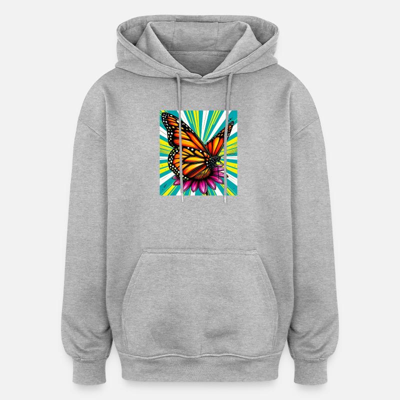 papillon - Sweat à capuche oversize unisexe - gris chiné