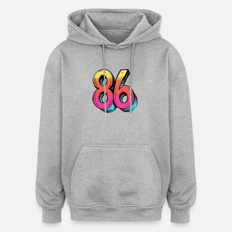 86 Symbole numérique - Sweat à capuche oversize unisexe - gris chiné