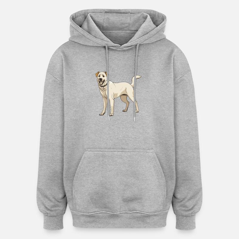 Chien Kangal - Sweat à capuche oversize unisexe - gris chiné