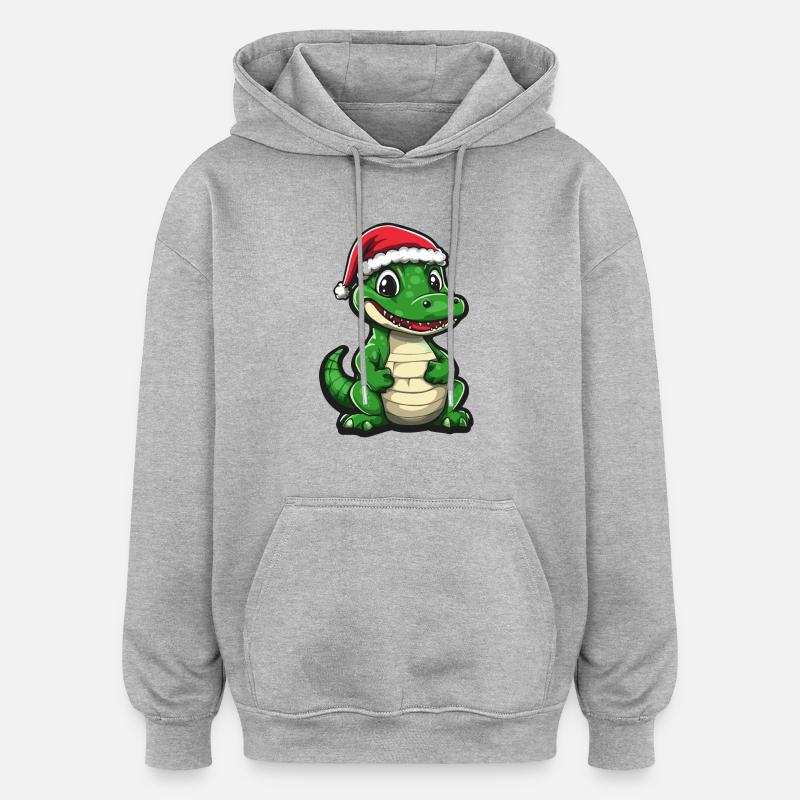 Noël de l’alligator - Sweat à capuche oversize unisexe - gris chiné