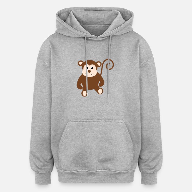 Singe - Sweat à capuche oversize unisexe - gris chiné