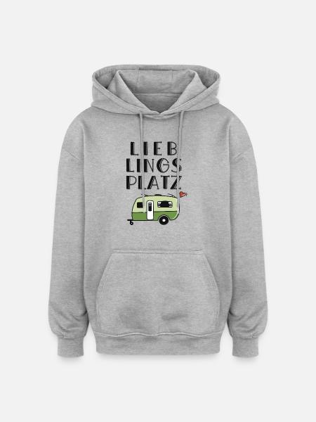 Lieblingsplatz Wohnwagen - Oversized Unisex Hoodie - Grau meliert