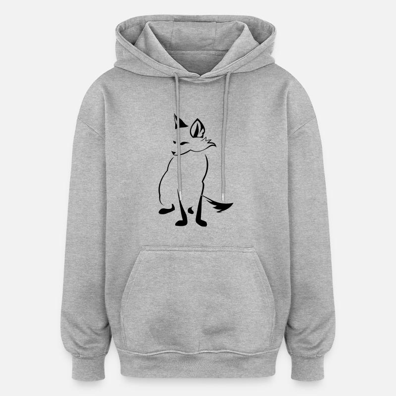 Renard - Sweat à capuche oversize unisexe - gris chiné
