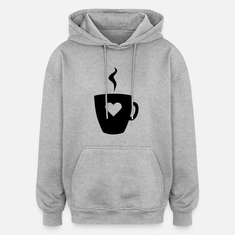Coffeelove - Oversized Unisex Hoodie - Grau meliert