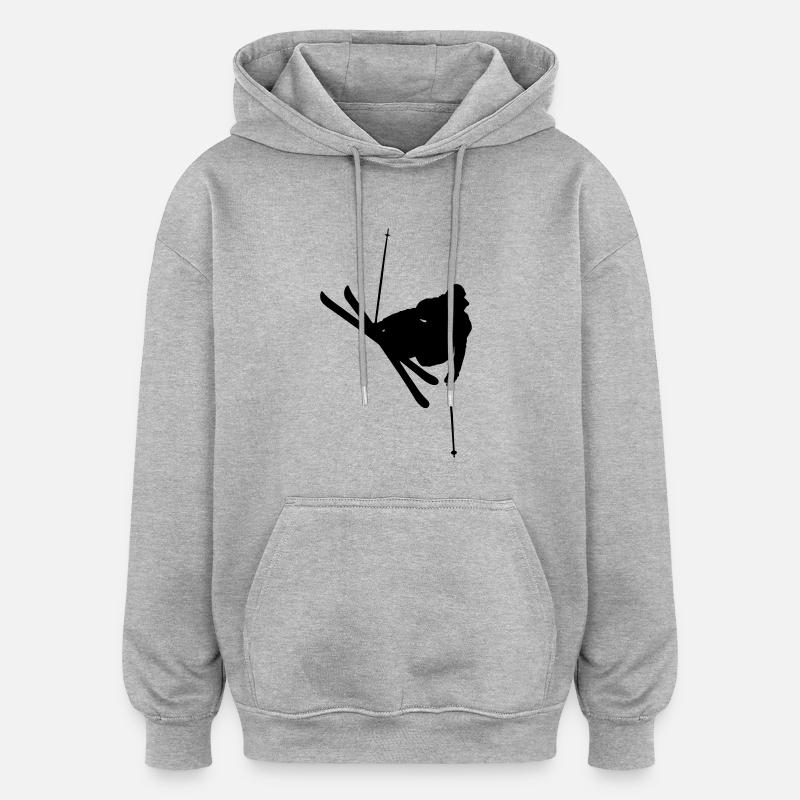 ski_01 - Sweat à capuche oversize unisexe - gris chiné