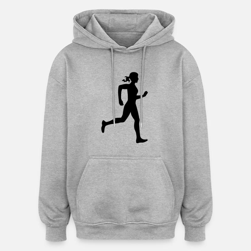 Coureur - Sweat à capuche oversize unisexe - gris chiné