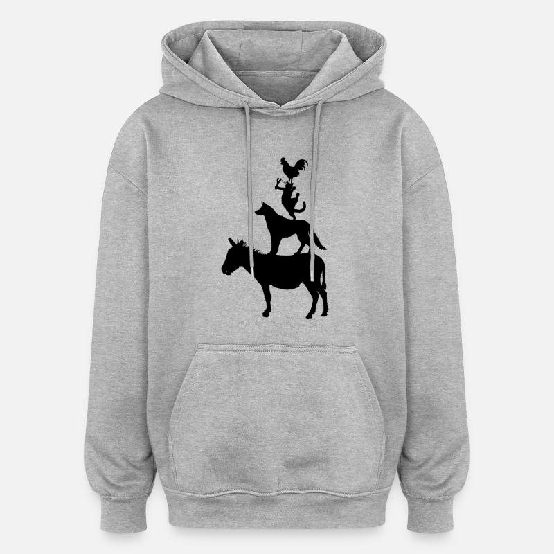 dog763 - Sweat à capuche oversize unisexe - gris chiné