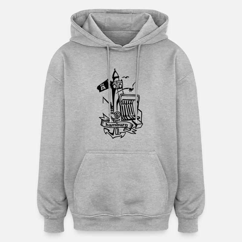 Hambourg - Sweat à capuche oversize unisexe - gris chiné