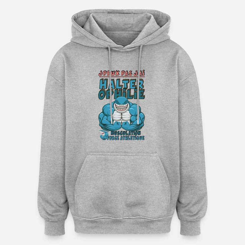 haltero shark - Sweat à capuche oversize unisexe - gris chiné