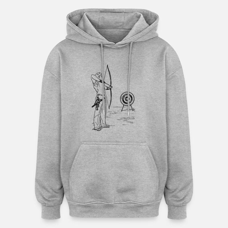 tir à l'arc - Sweat à capuche oversize unisexe - gris chiné