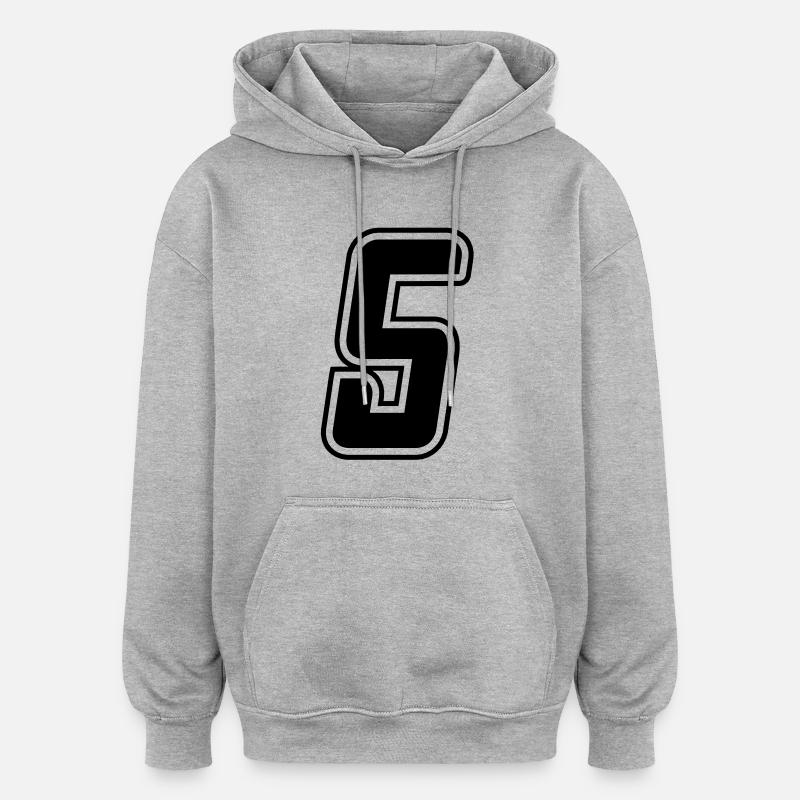 Numéro 5 - Sweat à capuche oversize unisexe - gris chiné