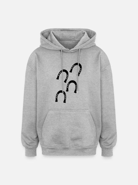 Pferden-Hufe - Oversized Unisex Hoodie - Grau meliert