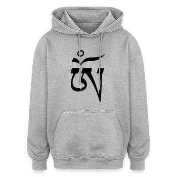 Aum OM tibétain 1c - Sweat à capuche oversize unisexe - gris chiné - Devant - Noah (186cm)