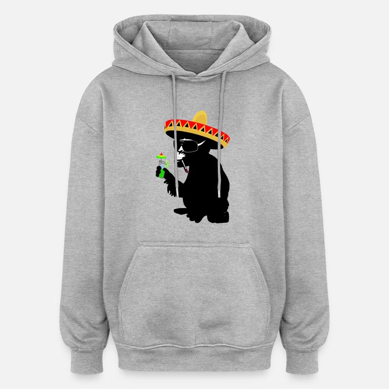 Funky Monkey - Sweat à capuche oversize unisexe - gris chiné