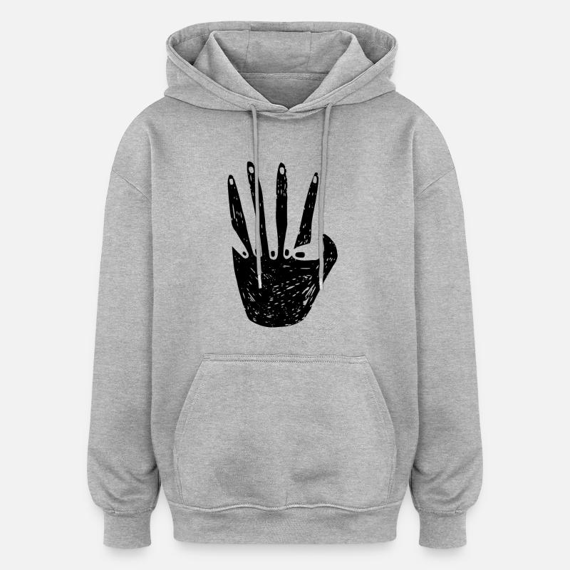 Main dans la main - Sweat à capuche oversize unisexe - gris chiné