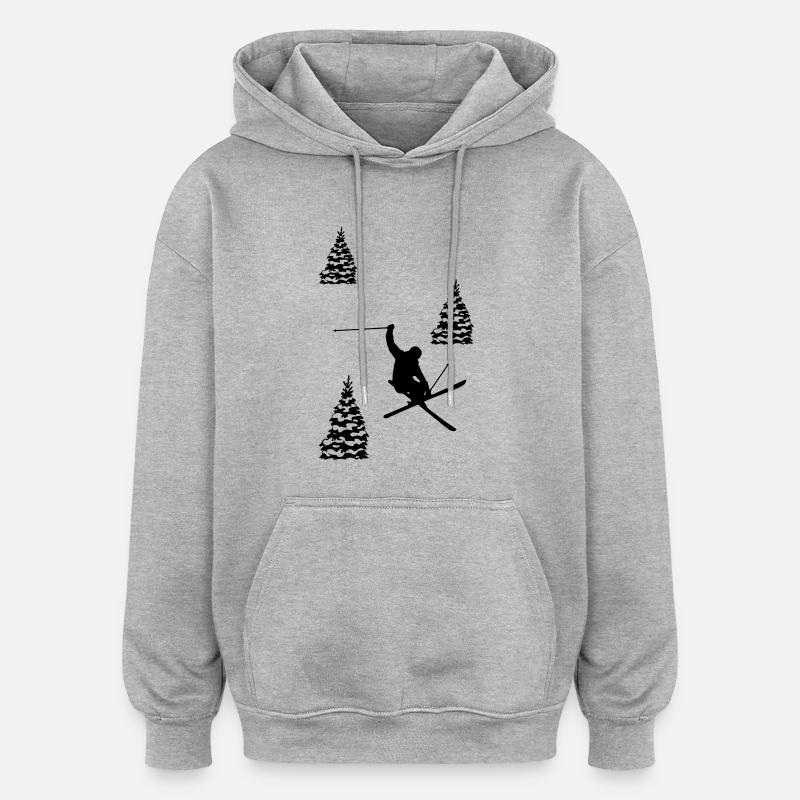 ski - Sweat à capuche oversize unisexe - gris chiné