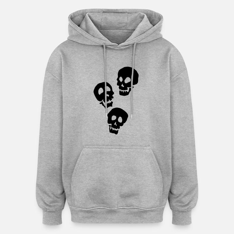 3 crâne - Sweat à capuche oversize unisexe - gris chiné