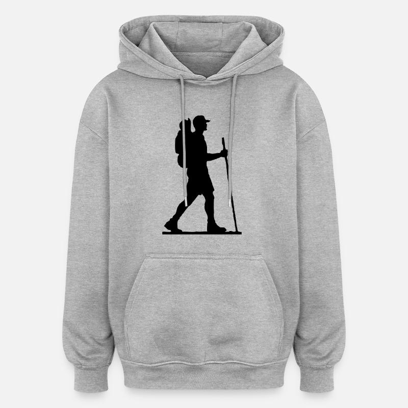 hiker - wanderer - Sweat à capuche oversize unisexe - gris chiné