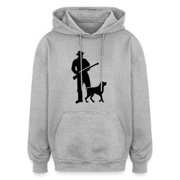 Jäger - Oversized Unisex Hoodie - Grau meliert - Vorne - Noah (186cm)