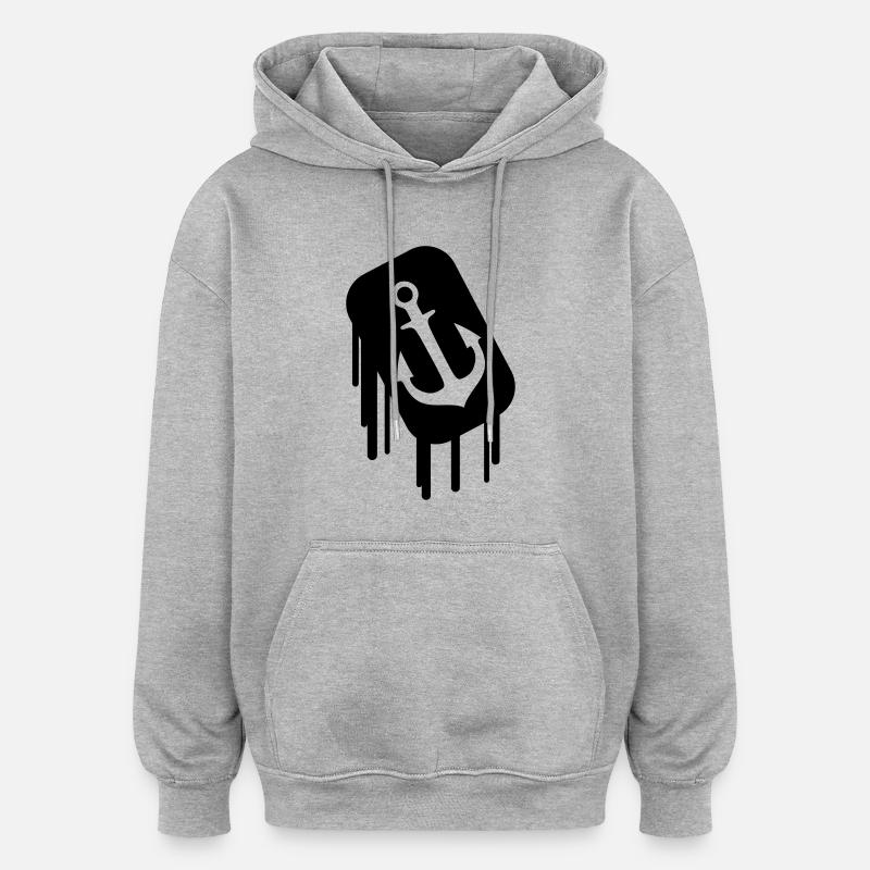 anker_2 - Sweat à capuche oversize unisexe - gris chiné