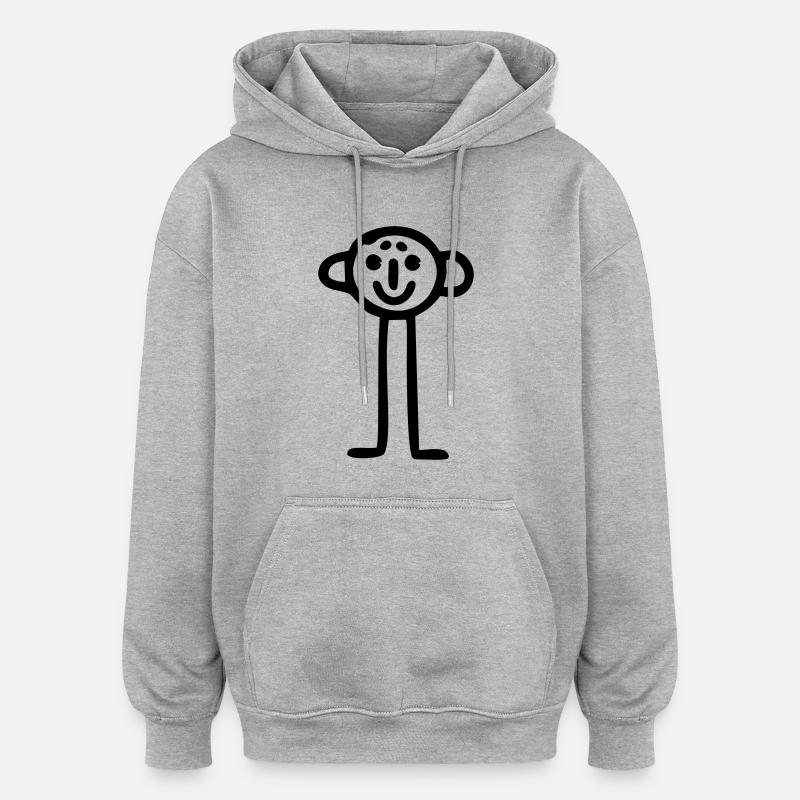 Strichmännchen einfach - Oversized Unisex Hoodie - Grau meliert