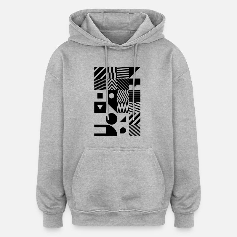 Minimal Muster Abstrakt - Oversized Unisex Hoodie - Grau meliert