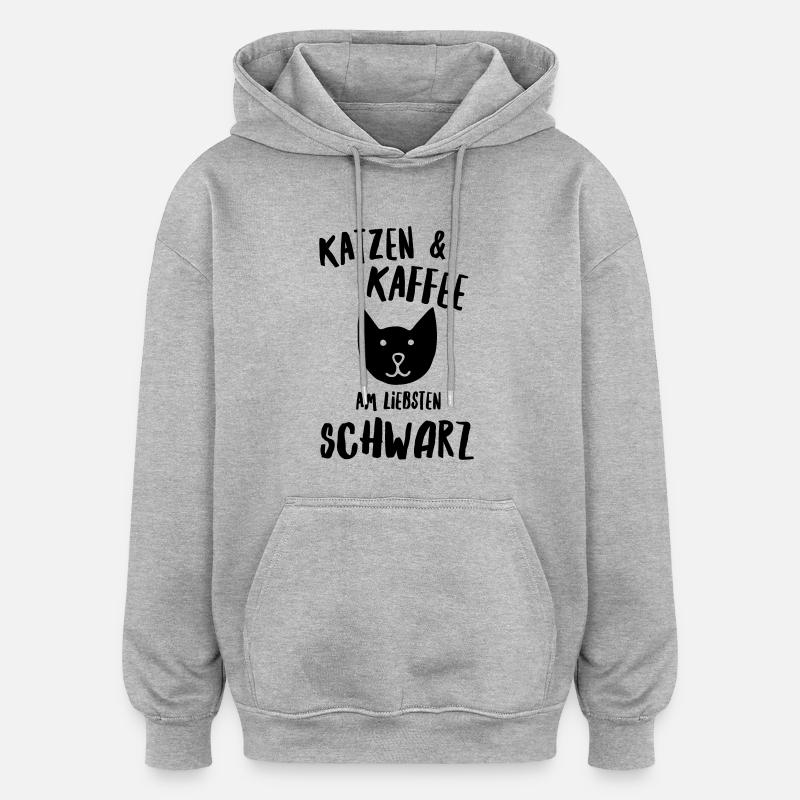 Katzen und Kaffee schwarz - Oversized Unisex Hoodie - Grau meliert