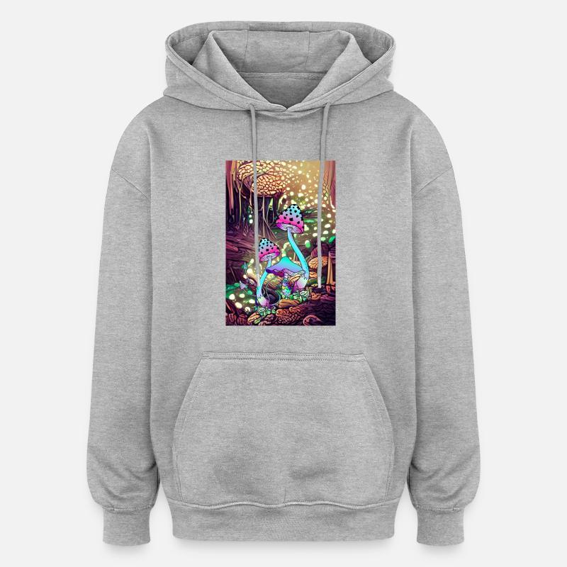 Magic Mushroom Landscape artwork - Oversized Unisex Hoodie - heather grey