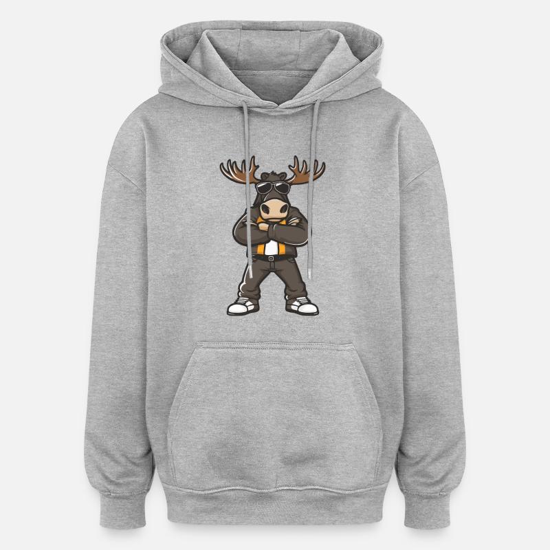Bande dessinée Moose - Sweat à capuche oversize unisexe - gris chiné
