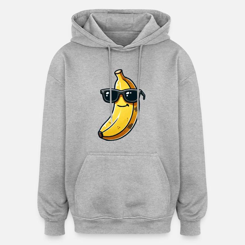 banane sonnenbrille comic - Oversized Unisex Hoodie - Grau meliert
