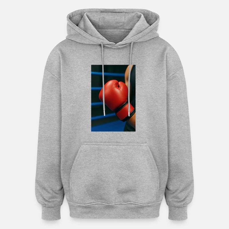 Boxe - Gant - Sweat à capuche oversize unisexe - gris chiné