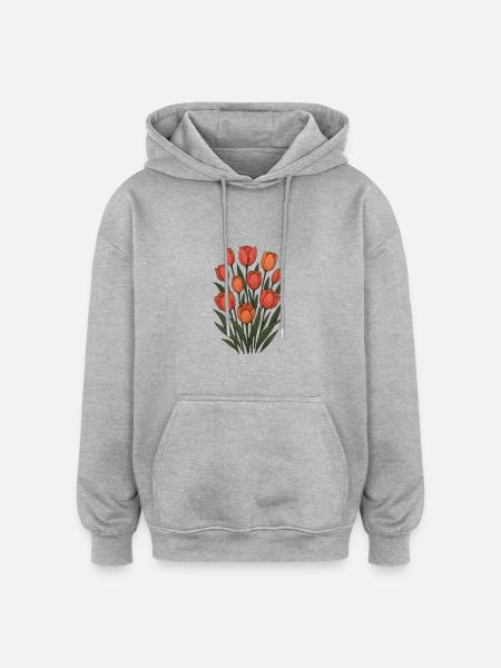 Tulips - Oversized Unisex Hoodie - heather grey